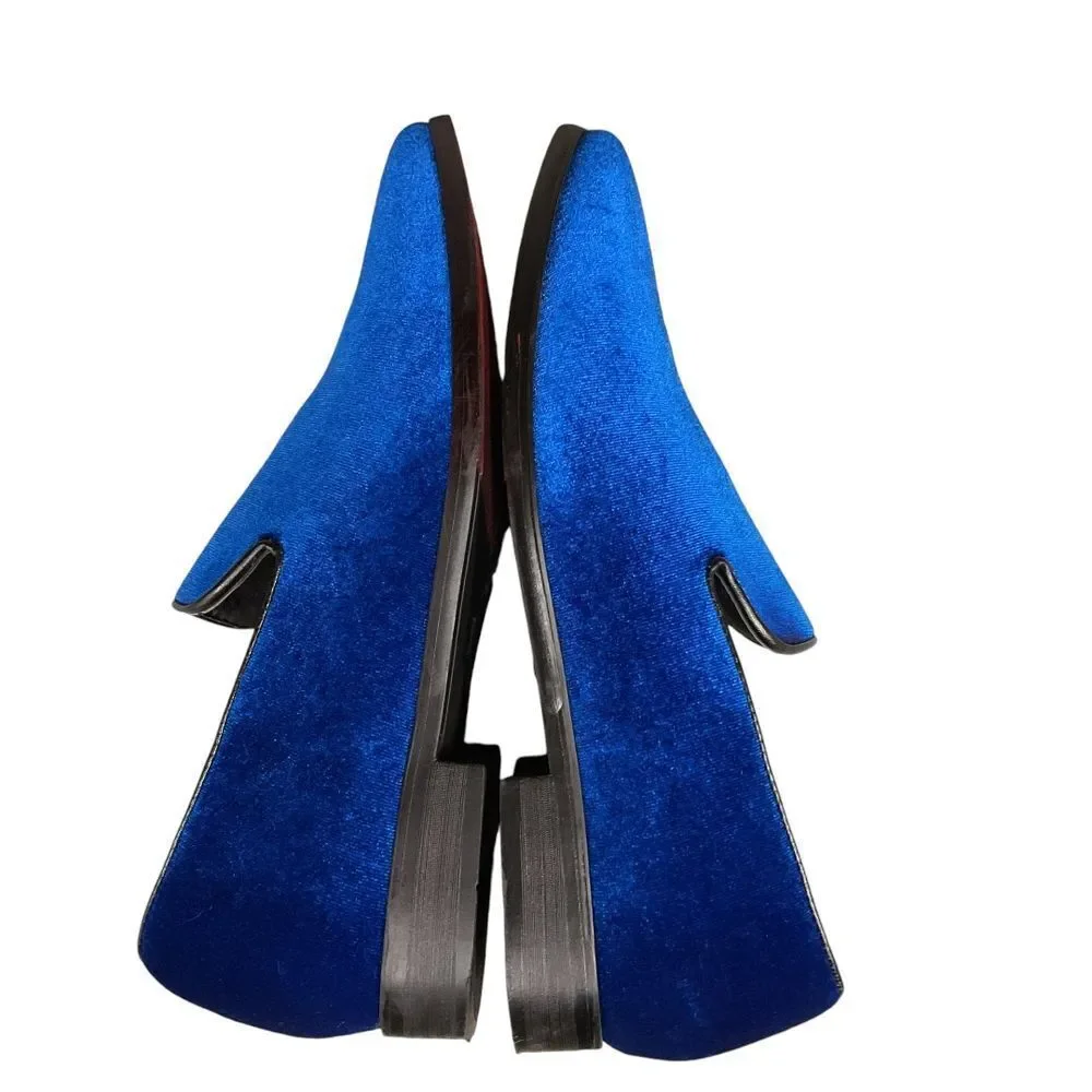 Enzo Men's Sparko 03 Royal Blue Velvet Loafers Size 8.5 Slip‎ On Shoes Classic